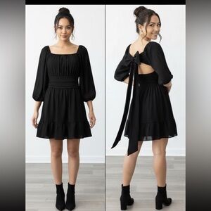 Coquete Ura Black Mini Dress XXL Dark Romantic Goth Cottagecore Back Bow